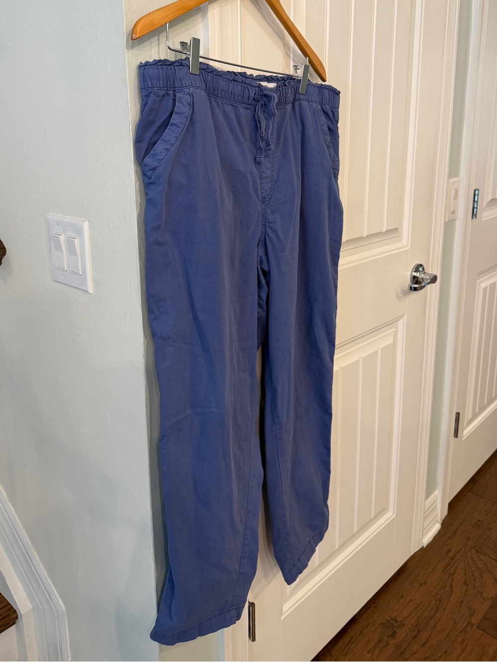 Sonoma XL Pull On Ankle Pants Blue Drawstring Cotton Blend Casual Crop Pants - Picture 3 of 6